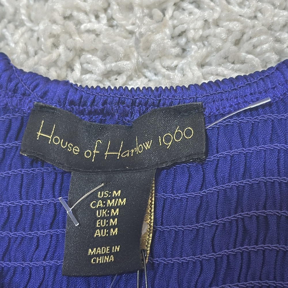 HOUSE OF HARLOW 1960 Medium rhinestone smocked back cropped top - Picture 7 of 9